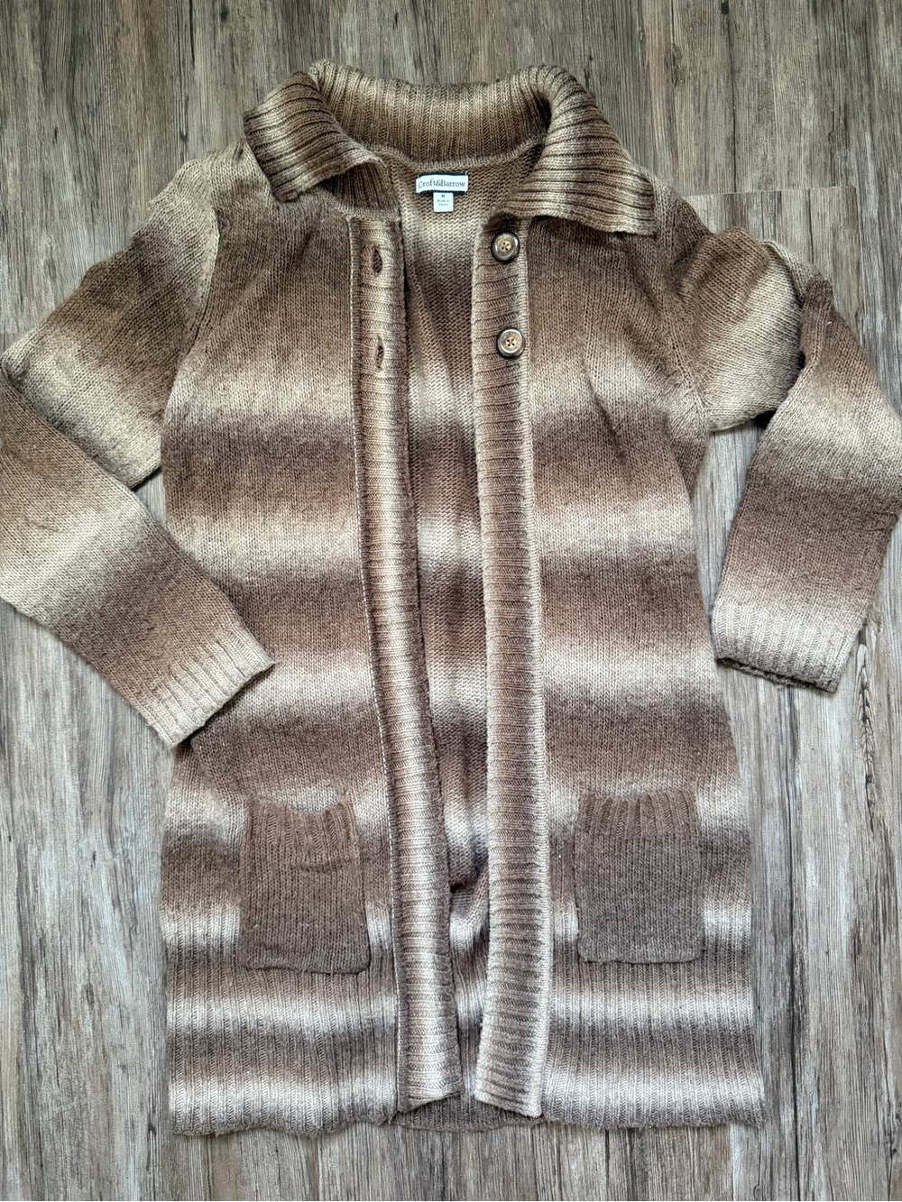 croft & barrow Ombre Brown and Cream Knit Cardigan